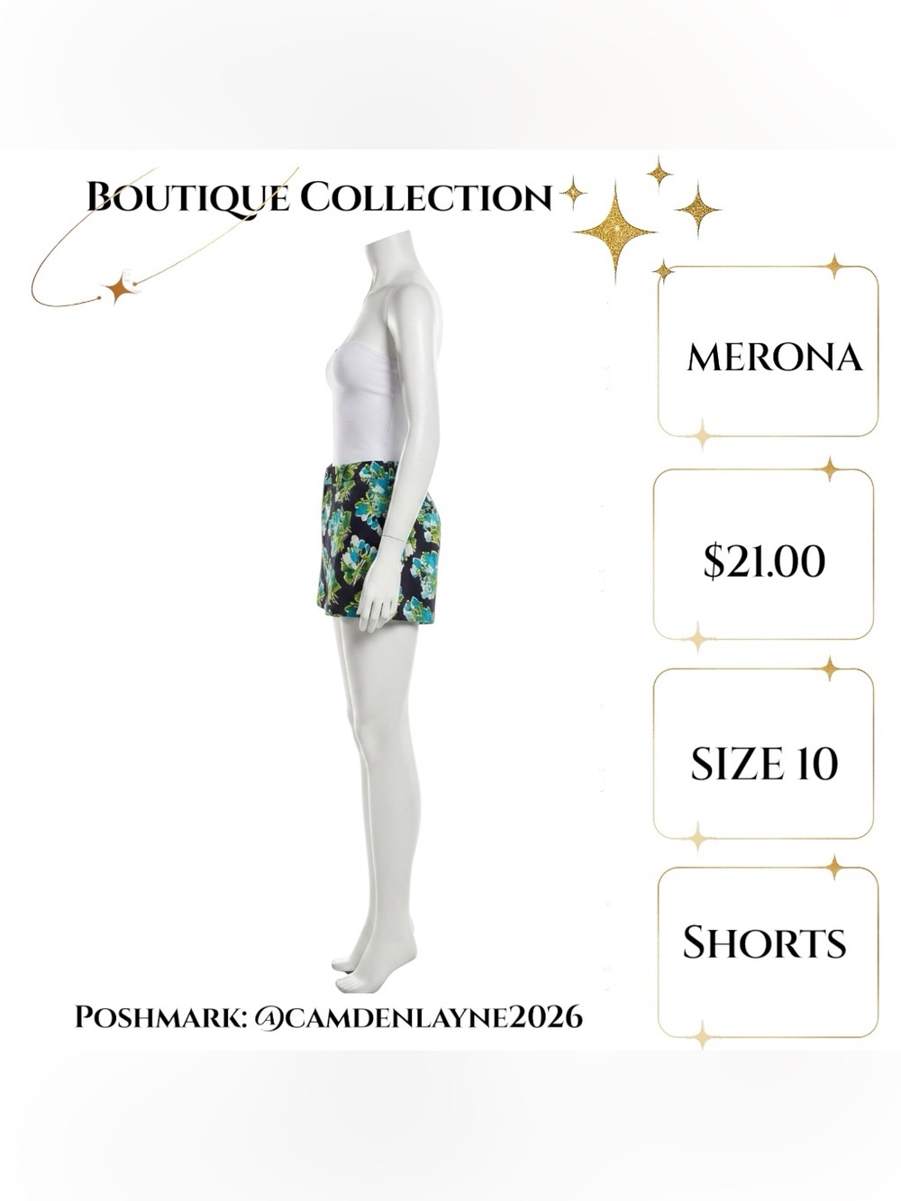 Merona Floral Print Summer Shorts in Black, Blue & Green - Picture 4 of 8